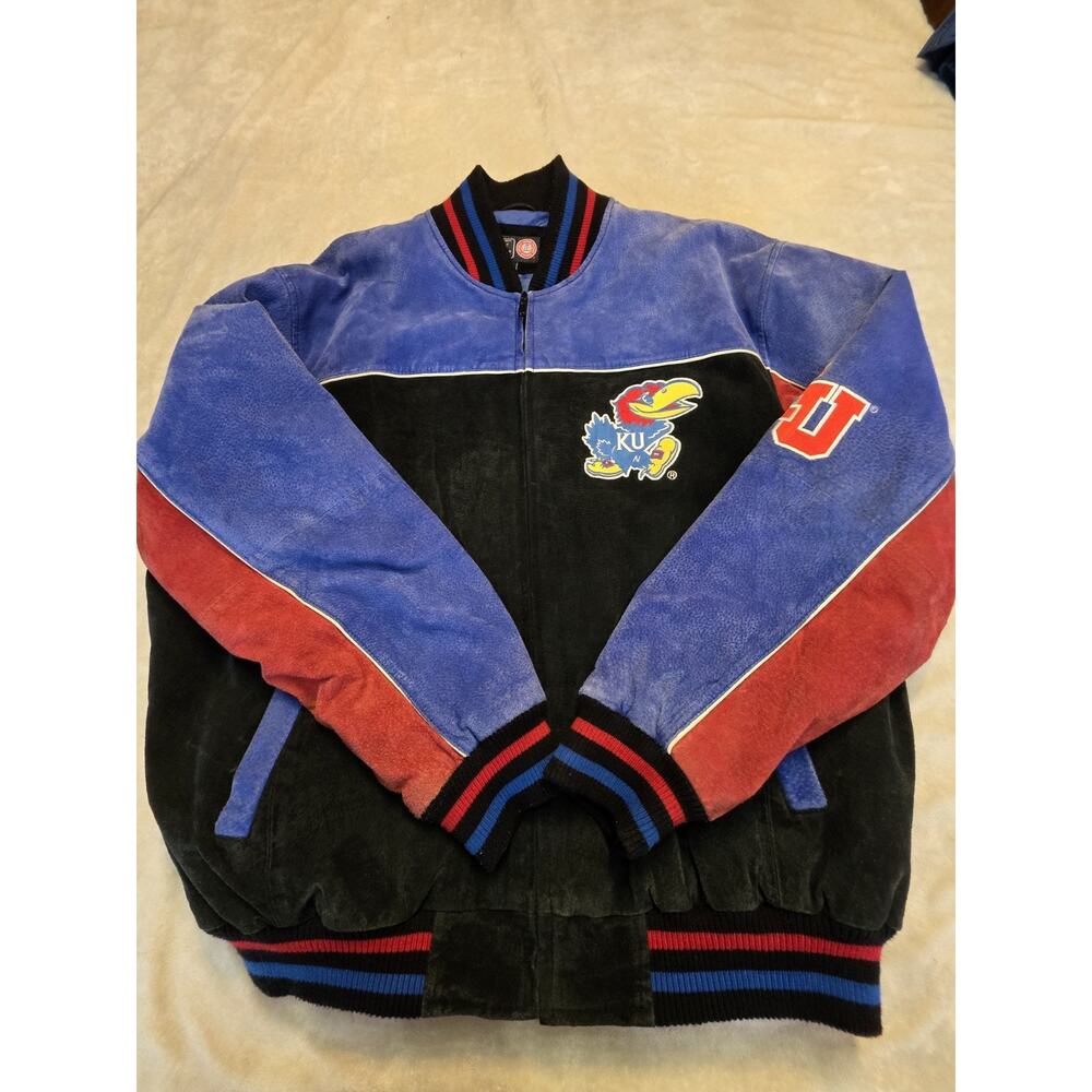Kansas Jayhawks G-III brand Men's Blk Suede Size Xl Varsity Style Jacket With...
